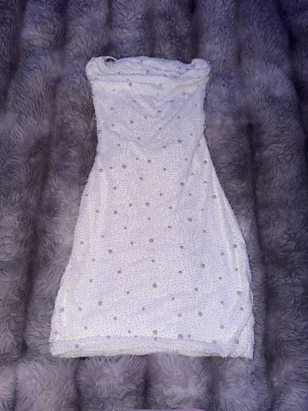 Windsor White Beaded Pearl Mini Dress